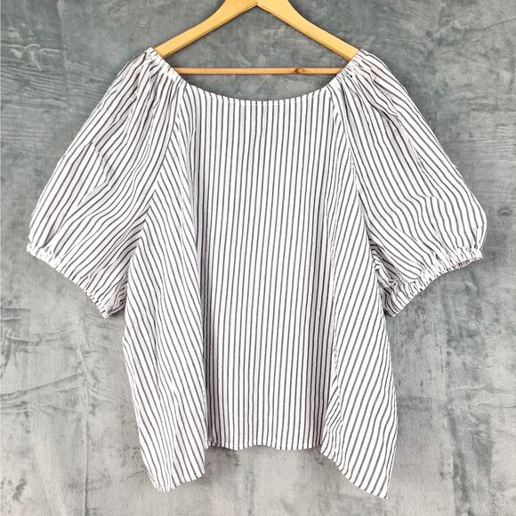 Torrid Top 5X Seersucker‎ Button Front Crop Striped Sweetheart Summer Casual NWT - Picture 8 of 8